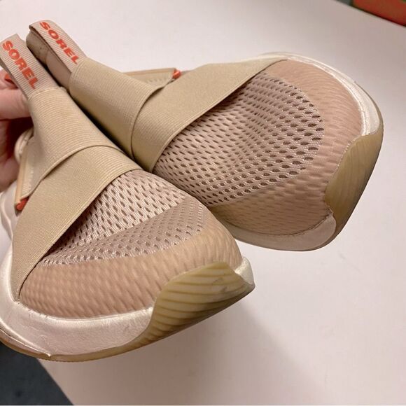 SOREL Kinetic tan beige slip on adjustable hightop sneaker shoe Explorer Defy 9 - Picture 4 of 10